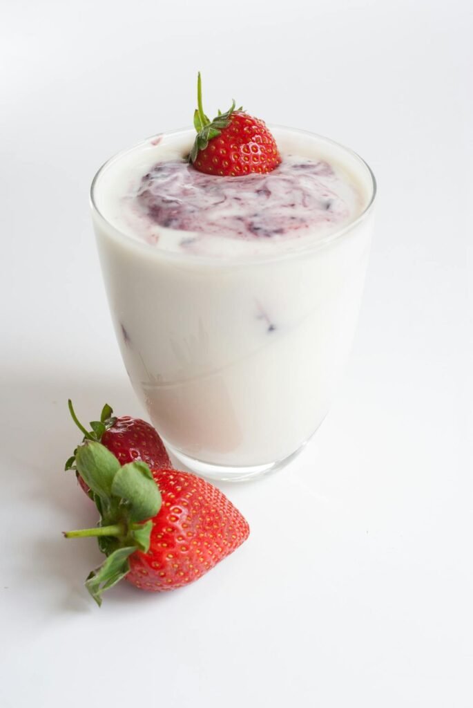 Yoghurt drink in tall glass