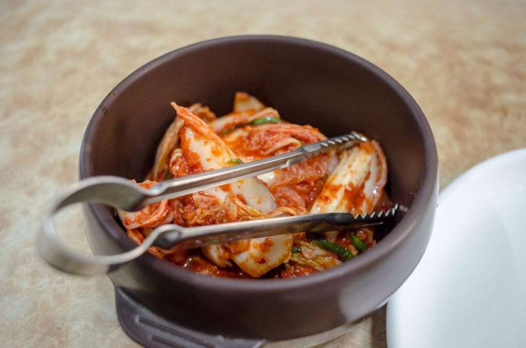 Fermented kimchi in ceramic pot